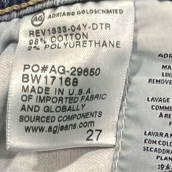 AG Adriano Goldschmied Jeans 27 Ankle Crop Cuffed Distressed Boho Mid Rise - Picture 13 of 16